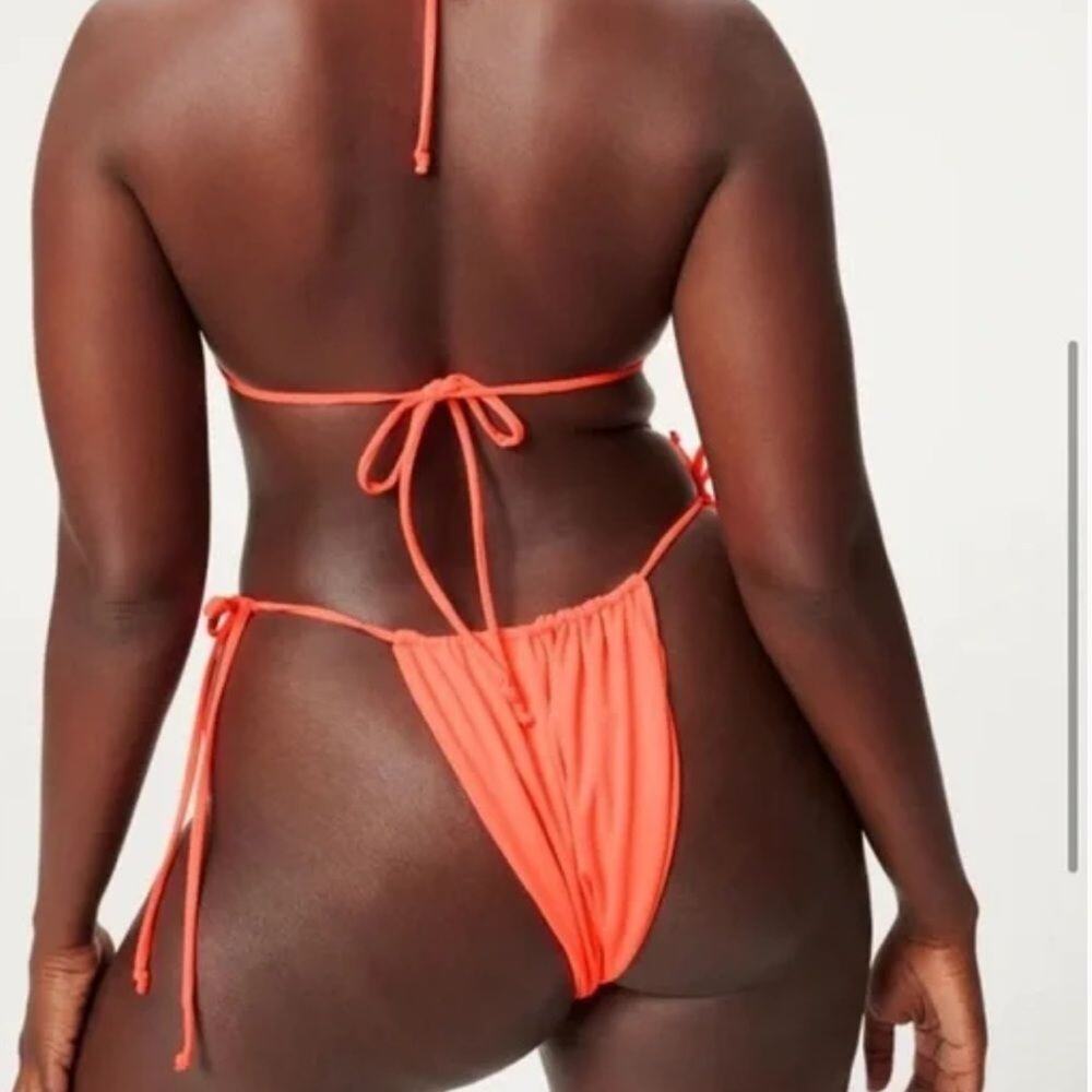 Good American Tiny Ties Bikini Bottom Hot Pink Size 2 Medium NWT - Picture 6 of 9
